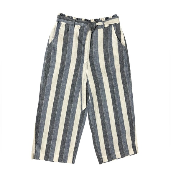 LC Lauren Conrad Blue and White Striped Linen Blend Pants - Picture 1 of 11